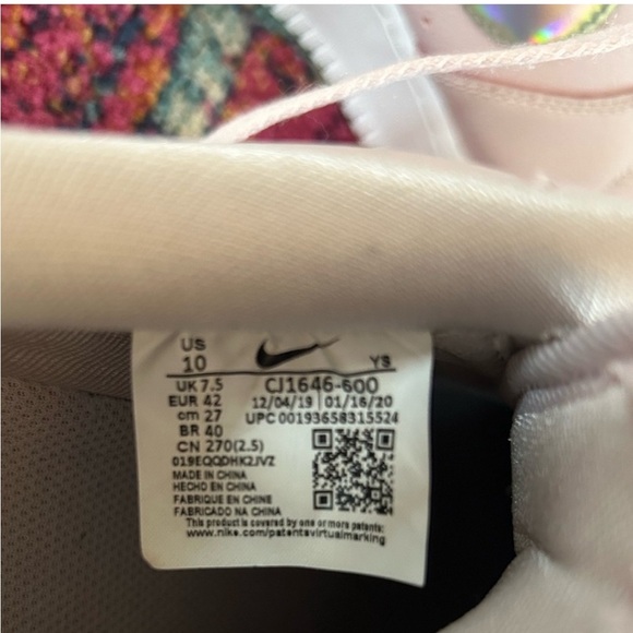 Nike | Women's Pink Iridescent Air Force 1 Low Lace Up Sneakers, size 10 - Picture 3 of 16